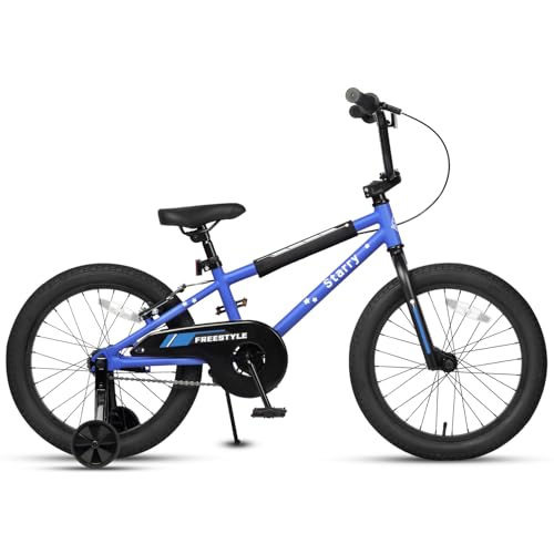Image of 12 14 16 18 Inch Kids Bike BMX Style Bicycle with Training Wheels Coaster Brake for 2-10 Years Old Toddlers Boys Girls Multiple Colors
