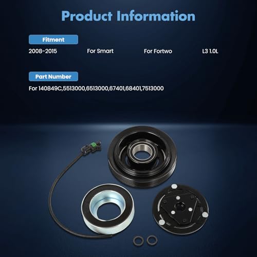 Image of ECCPP AC Compressor Clutch Kit for Smart Fortwo L3 1.0L 2008-2015