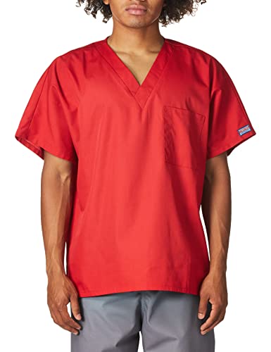 Image of Cherokee Scrubs for Women and Men Unisex V-Neck Tunic Nursing Scrub Top with Chest Pocket, Tuckable Durable Fabric - 4777 | 1 Chest Pocket For Essentials, Traditional Fit, Durable Construction, Comfortable Knit Details, Easy Care, Tuckable Style