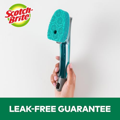 Image of Scotch-Brite Advanced Soap Control Heavy Duty Dishwand,1Dish Wand,Prevents Soap from Leaking,Leak-Free Guarantee,Best for Cast Iron Skillets & Grill Grates,Fits All Scotch Brite Refills(Pack of 4)