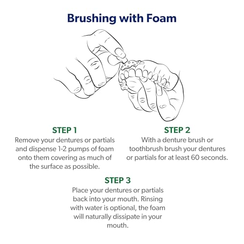 EverSmile FreshDent Denture and Partial Denture Cleaner + Teeth Whitening Spray and Foam– Travel Size Alternative to Cleaning Tablets That Eliminates Bacteria and Fights Bad Breath – 50ml + 10ml (2pk)