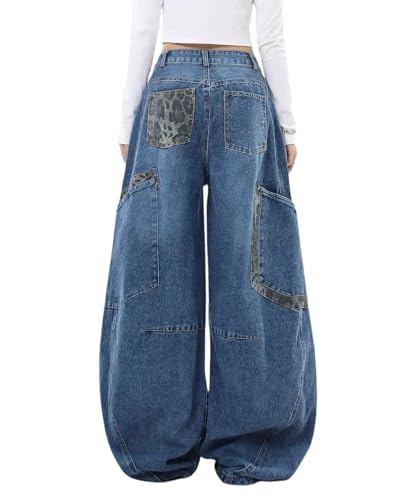 Baggy Jeans for Woman Men High Waisted Barrel Leg Jeans Y2K Casual Loose Denim Pants Grunge Clothes3