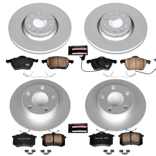 Image of PowerStop Front and Rear Brake Kit for Audi A6 Quattro 1998-04 - Fully-Coated Disc Rotors with Z23 Carbon-Fiber Ceramic Brake Pads Upgrade, CRK639