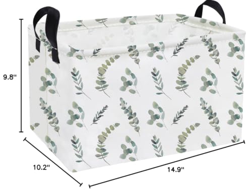 Image of Essme Rectangular Leaves Basket,Kids Storage Bins Organizer with Handles for Girls Room Decor, Gift Basket,Shelf Basket.(Leaves)