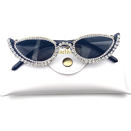 Fashion bling Rhinestone Cat Eye Sunglasses for Women Retro Narrow Cat-eye Diamond Sun Glasses Vintage Style Tinted Lens2