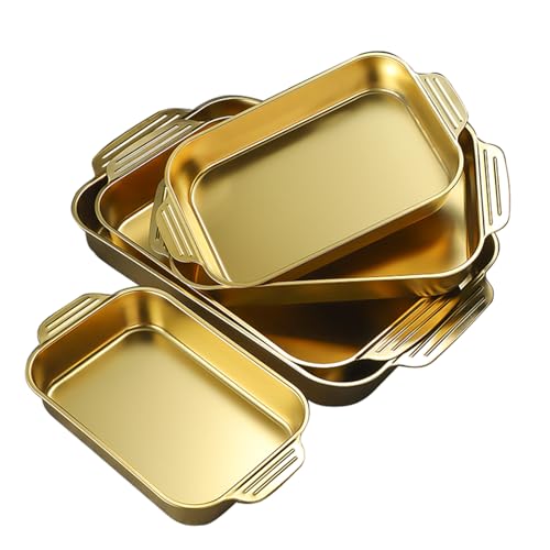 Generic Stainless Steel Rectangular Lasagna Pan with Two Handle - 3.1/3.4/5.8/7.4/10L Deep Roasting Pan Fish Baking Sheet Tray Lasagna Pan for Casserole Turkey Bread, Oven Dishwasher Safe