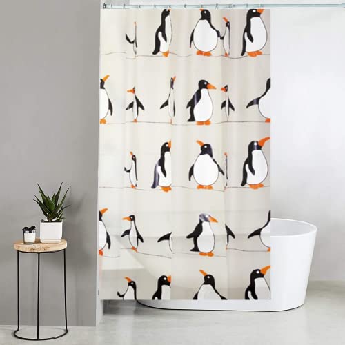 Blue Canyon Penguin Printed Shower Curtains, Black/White, W 70.9" x L 70.9" (1 Panels)