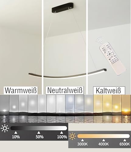 Lámpara de techo LED colgante regulable con mando a distancia para comedor y cocina moderna 5