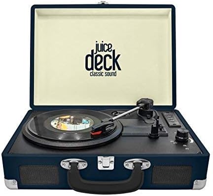 Juice Deck Suitcase Vinyl Record Player with Built-in Speakers, USB & SD Card Functions