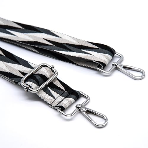 Image of S&loyoe Purse Straps Replacement Crossbody Bag Strap Adjustable Wide Guitar Straps for Handbags 1.5inch (Blade splicing gray silver)