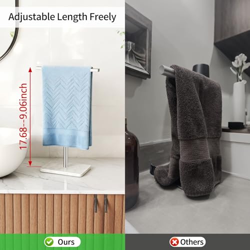 Hand Towel Holder Stand, T-Shape Adjustable 9.06"-17.68", Brushed Nickel - image 3