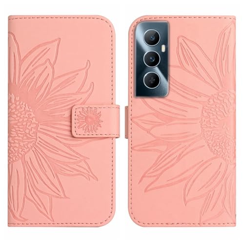 Rfvzubemok Compatible with Realme C65 4G Cover,Compatible with Realme C65 4G Flip Kickstand Card Slots Magnetic Closure Phone Case Pink