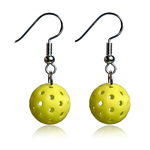 Pickleball Earrings, Pickleball Accessory, Yellow Mini Ball Earring, Stud & Dangle