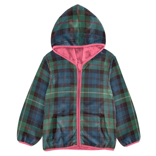 GuoChe Scotland Plaid Blue Green Baby Fleece Jacket