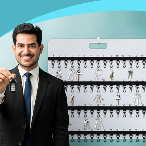 Colingmill 24'' x 24'' Key Rack Wall Mount with 38 Numbered Self Closing Hooks Felt Key Holder Board Storage for Car Dealer Property Manager Valet Parking Residential Small Businesses by Colingmill - Used condition - Image 5