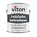 Produktbild VITON Holzfarbe in Grau - 0,7 Kg Holzlack Seidenmatt - Wetterschutzfarbe für Außen - 3in1 Grundierung & Deckfarbe - Profi-Holzschutzlack - KE31 - RAL 7016 Anthrazitgrau
