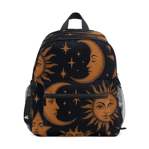 Wudan Sun Moon Mystic Mini Backpack for Girls Bottle Pockets Child Students Books Bag for Airplane S