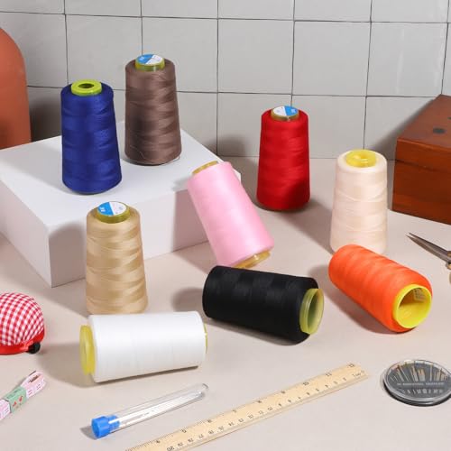 9 conos de hilo para overlock poliéster 3000 yd c/u miniatura 7