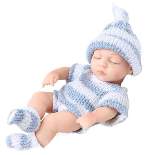 Nuelreva Mini Silicone Babypuppen, 7 Zoll realistische Neugeborenenbabypuppen, weiches Ganzkörper Silikon mit Kleidung, Babys für Kindergeschenke, Blaue Puppe – Bild 4
