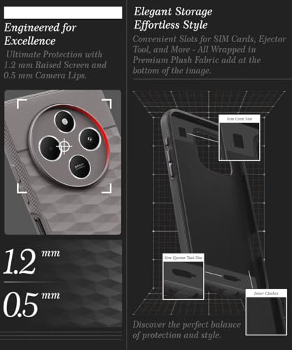 Image of WOW IMAGINE Back Cover for Redmi A4 5G | Poco C75 | 14C 5G | Poco M7 with Hexa Cube Design | Ultra Slim Rubberised Case | Inner Velvet Fabric | Silicone Flexible Mobile Case | Camera Protection - Grey