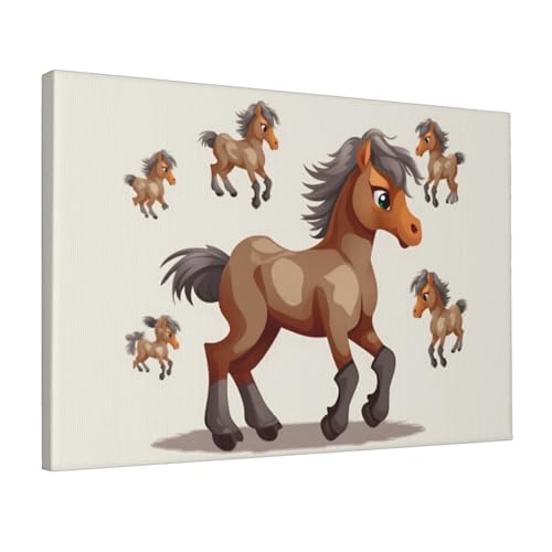 Impression sur toile cheval mignon, œuvre d'art moderne pour salon élégant