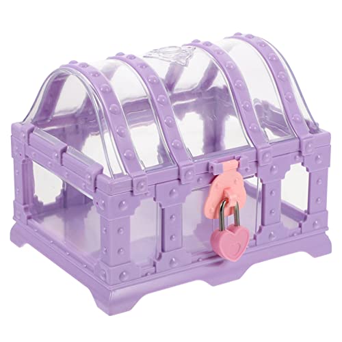 WATIIFUFU BoîTe De Rangement Jouets En Plastique Violet - Coffre Au TréSor Miniature Avec Serrure Pour FêTes Et DéCoration De Chambre D'Enfant