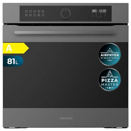 Cecotec Forno Integrabile Multifunzione 60 cm Bolero Hexa AF316000 Matt A 3400 W, 81 L Capacità, 11 Funzioni con Airfryer Master, Pizza Master, Steam Asisst, Steam EasyClean, 3D Cooking, Defrost