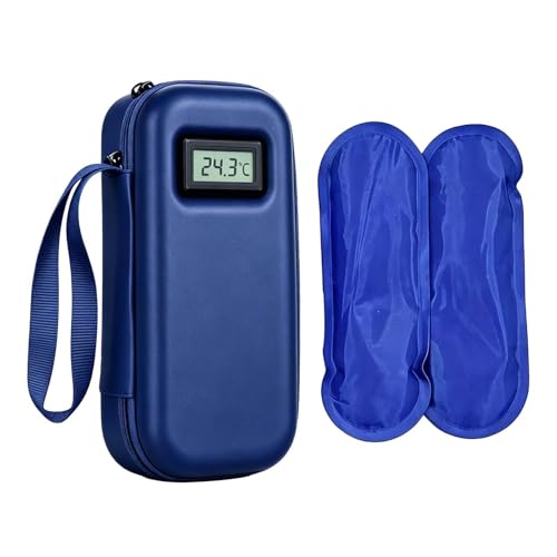 Cooler Travel Case - 22x10x6cm Waterproof EVA PC Insulated Storage Bag With LCD Temperature Display | Portable Thermal Organizer