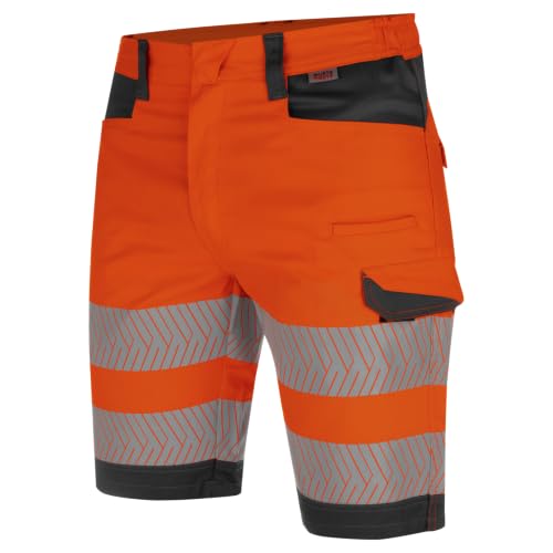 WÜRTH MODYF Shorts Fluo EN 20471 - professionelle Arbeitshose für Herren - Warnschutzhose mit Reißverschluss - in der Größe 48 in Orange