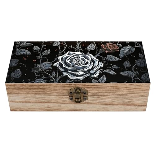 FekiLoot Caja de recuerdos de madera gótica rosa, caja del tesoro de memoria, pequeño cofre del tesoro de madera, baúl decorativo para recuerdos, para manualidades y almacenamiento de fotos