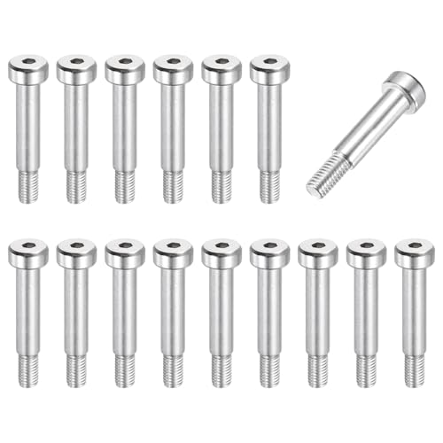 QUARKZMAN 16 Pz Bullone Spalla Acciaio Inox 304 Diametro 6mm Lunghezza 20mm Filettatura M5x0.8 Bulloni Spalla Con Testa Esagonale Per Industrie Macchinari Idraulici E Stampi