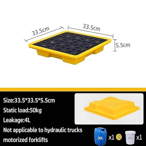 Bac de rétention modulaire pour déversements - Bac de rétention résistant aux produits chimiques avec grille amovible pour fûts d'huile, palette facile à nettoyer pour usage en laboratoire e