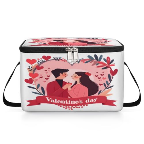 GzLeyigou Valentine's Day Couple Lunch Bags for Women Men 9 Cans, Hot & Cold Food Delivery Bag Insulated Grocery Bag Insulated Lunch Box Cooler Bag for Office Work Picnic Beach