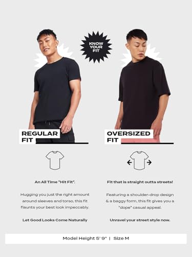 Image of Bewakoof Air 1.0 Men's Solid Oversized Fit Half Sleeve Round Neck Cotton Slub T-Shirt