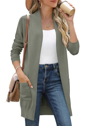 Image of Anymiss Womens Oversized Long Sweater Cardigan with Pockets - Long Sleeve Knit Kimono S-3X