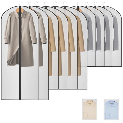 Reviews de Fundas de ropa los 5 más buscados. 43 RONSXY 10pcs Protector de Ropa Colgante y 2 Bolsas de Ropa, Fundas Ropa Transparente Anti-Polvo y Transpirable, Bolsa Transparente a Prueba de Polvo para Vestidos, Trajes (Negro,...