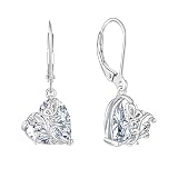 Oskani Dangle Drop Leverback Earrings for Women, 925 Sterling Silver Butterfly Haert April Birthston