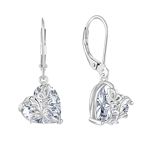 Oskani Dangle Drop Leverback Earrings For Women, 925 Sterling Silver Butterfly Haert April Birthstone Jewelry Gifts For Valentines, Mothers, Anniversary, Birthday Day #TOP27