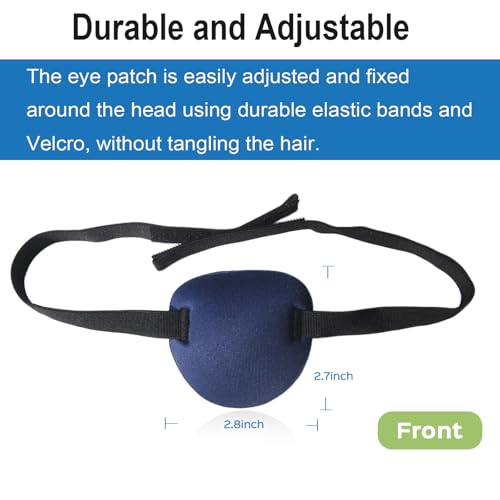 Image of 2 Pcs 3D Eye Patches for Adults, Adjustable Medical Eyepatch for Right or Left Eye,One Eye Cover for Amblyopia Lazy Eye,Pirate Costume (2 Deep Blue)