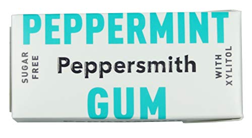 Peppersmith - British Peppermint Gum - Vegan Friendly - 100% Xylitol Plant Based Sweetener - Fresh Breath - Sugar Free Gum - Benefits Oral Health - Pocket Packs - 12x15g