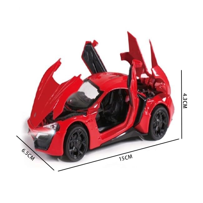 Image of Lykan Hyper Toy car Metal Die Cast Open Door Sports Car Toy for Boys with Light & Car Sound for Kids (Red)
