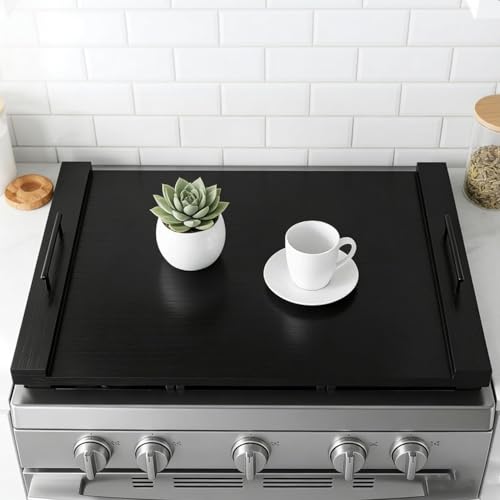 FayuuGem Wooden Stove Top Cover 30x22 with Handles for Gas Electric Sink