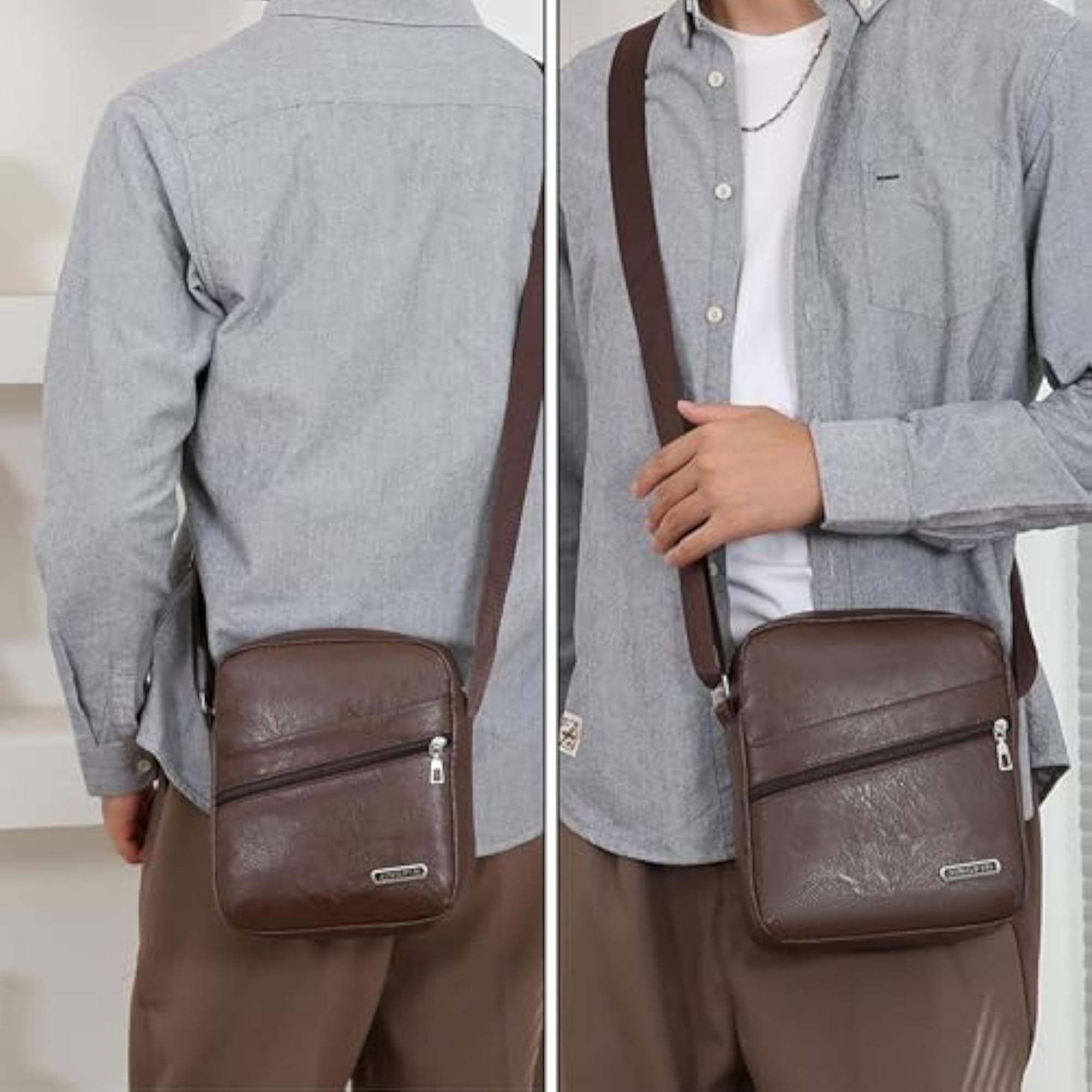 Multi-Function PU Leather Office Bag, Stylish Sling Bag