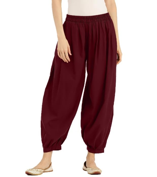 nature thread Women's Cambric Cotton Afghani Patiala Salwar – Loose Fit, Elastic Waist, Deep Pockets | Ethnic & Casual Wear-picture-21