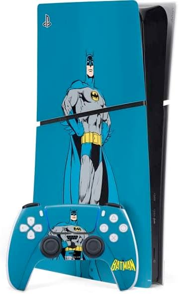Skinit Decal Gaming Skin Compatible with PS5 Slim Digital Edition Bundle - Officially Licensed DC Comics Batman Mask Vintage Pattern Design