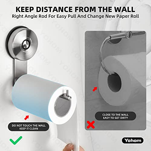 Yohom Suction Cup Toilet Paper Holder Vacuum Tissue Roll Hanger Bathroom Suction Toilet Roll Rack Wall Mounted Paper Towel Dispenser Storage Organizer Coat Hat Hook Brushed Stainless Steel #TOP2