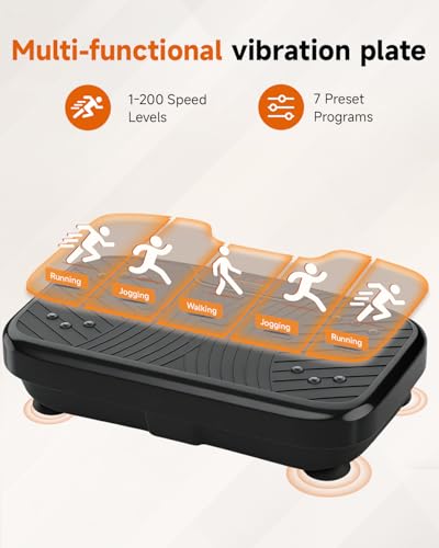 Image of Vibration Plate Exercise Machine, Vibrating Platform for Lymphatic Drainage with 200 Adjustable Speeds, Power Vibration Plate for Weight Loss & Fitness, Supports Max Weight 450 Lbs