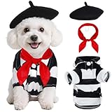 choyaxo Artist Dog Costume Including Artist Dog Beret Small Square Scarf Shirts for Halloween