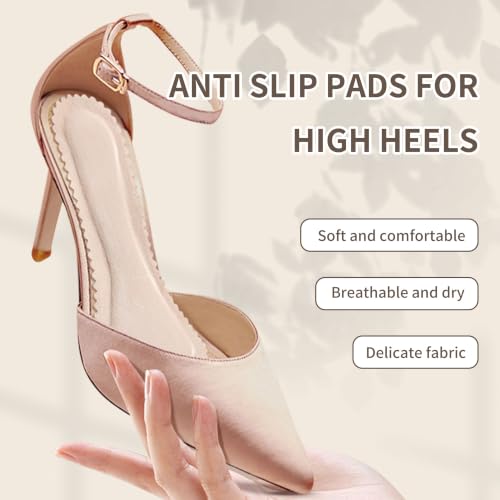 Image of SooGree Adhesive High Heel Insoles Women 3 /4 Cushioning Inserts, Anti-Slip Invisible Slim Inserts Liners Ball of Foot & Arch Support Insoles Sponge Leather Relieve Pain (4 Pairs Beige)