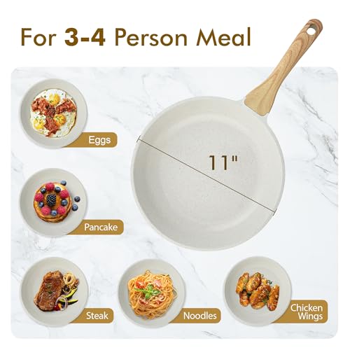 Image of SENSARTE Nonstick Ceramic Frying Pan, 11 Inch Skillet, Healthy Non-Toxic Chef Pan, Induction Compatible Omelet Pan With Heat Resistant Handle, PFAS-Free